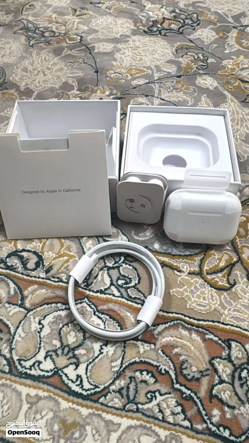Apple AirPods Pro (2nd gen) with charging case and braided Lightning cable just open box only