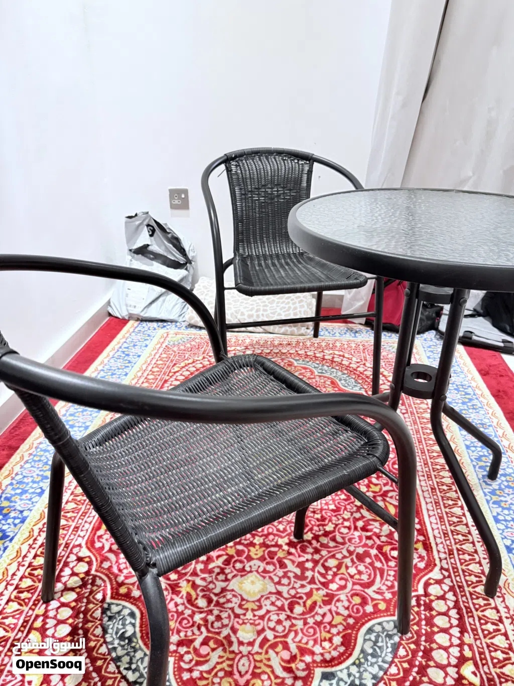 Two chairs and table