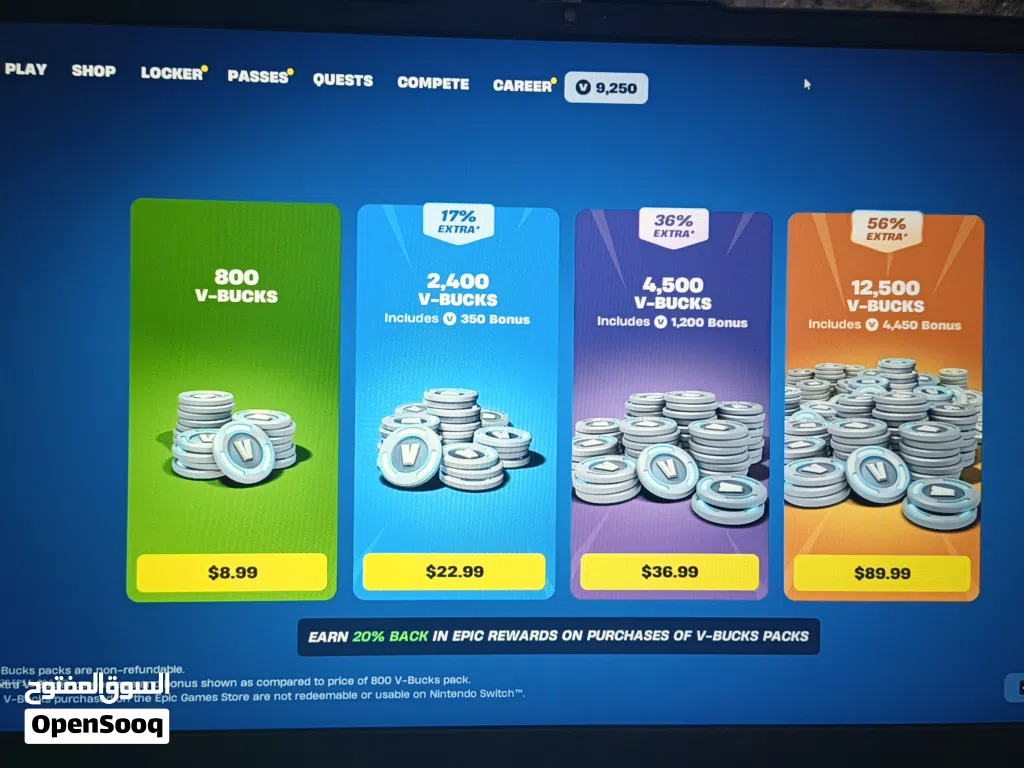 فيبوكس فورت نايت للبيع v-bucks
