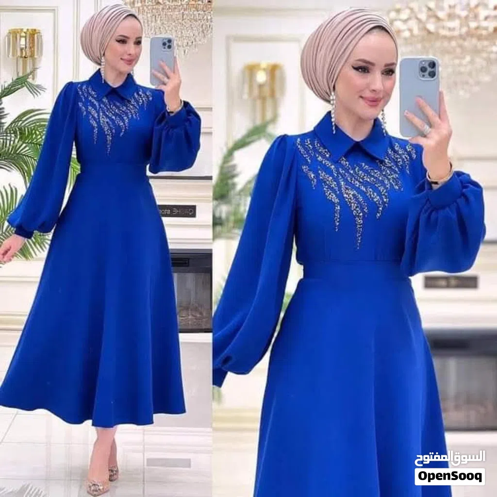 فستان بلون نيلي أنيق للبيع
