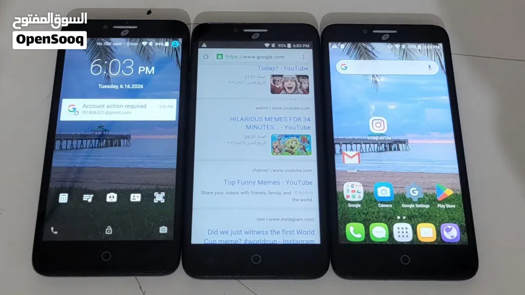 للبيع 3 أجهزة ألكاتيل Alcatel نظيفة جداً (شغالين واي فاي 100%) تصفيه عليهم