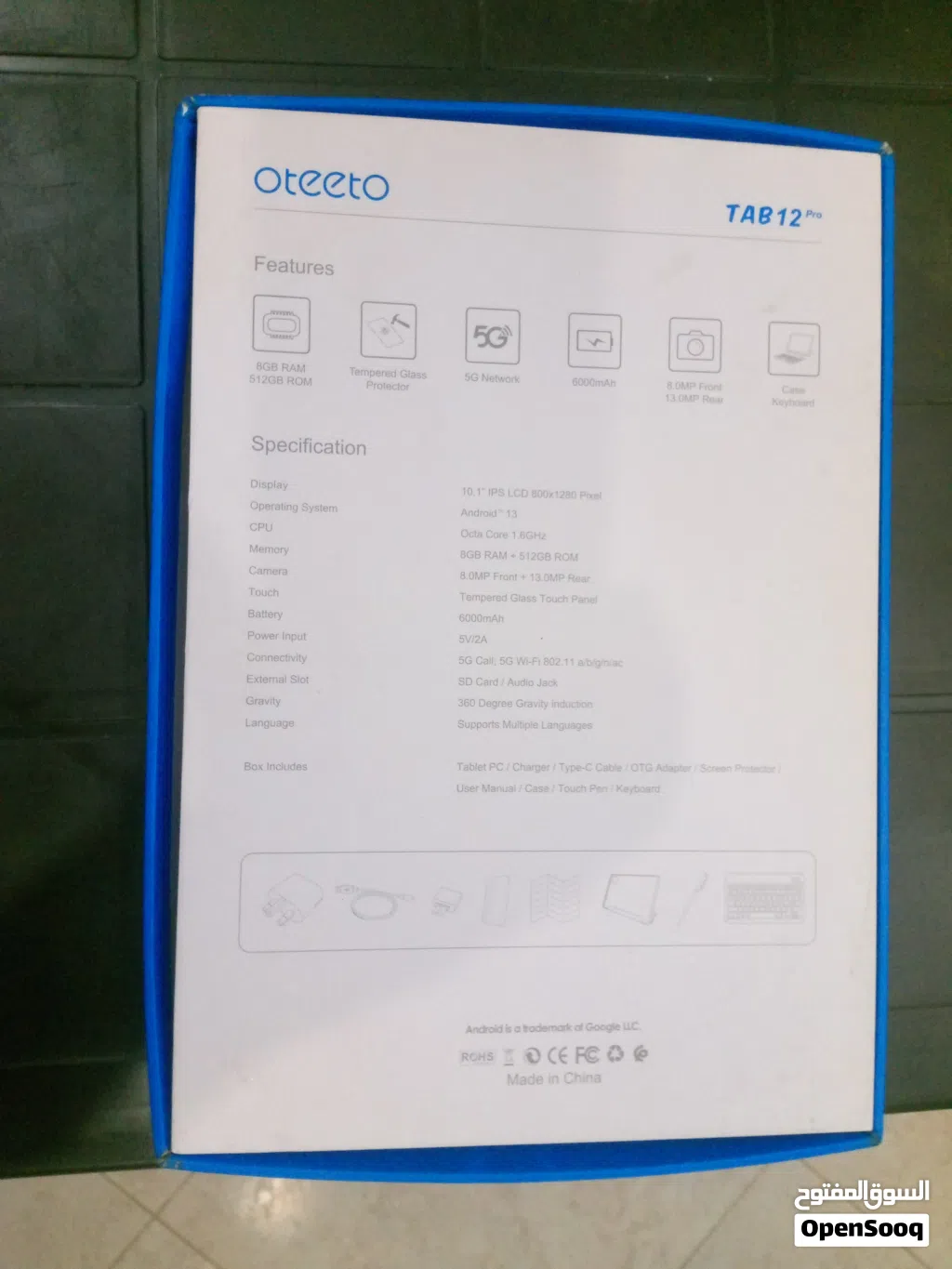 تابلت Oteeto Tab 12 Pro مستعمل (512GB/8RAM) شغال 100% بسعر لقطة