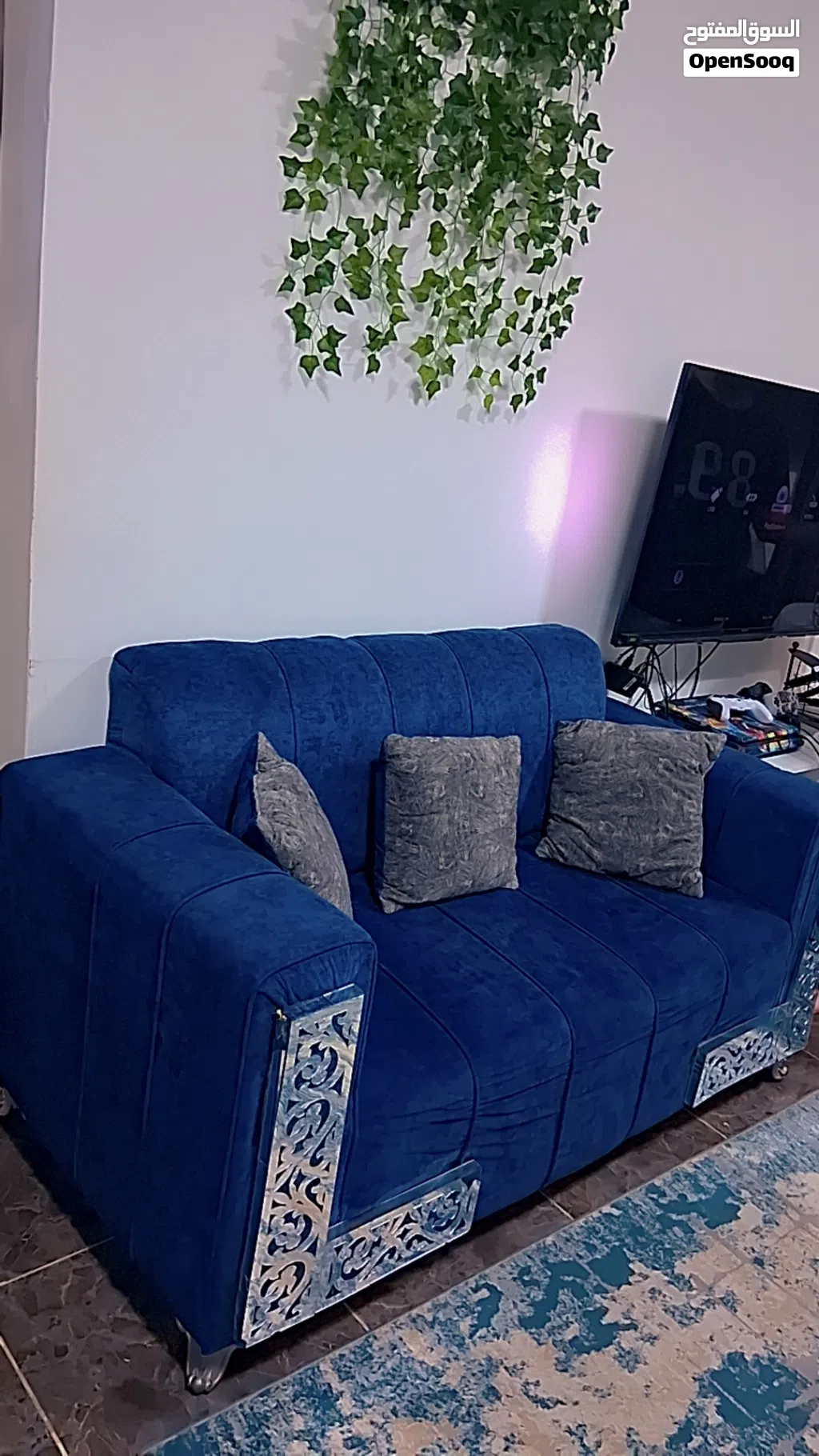 طقم كنب كورنر ، اللون نيلي
