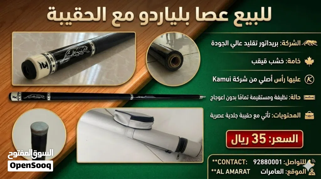 عصا بلياردو مع حقيبة