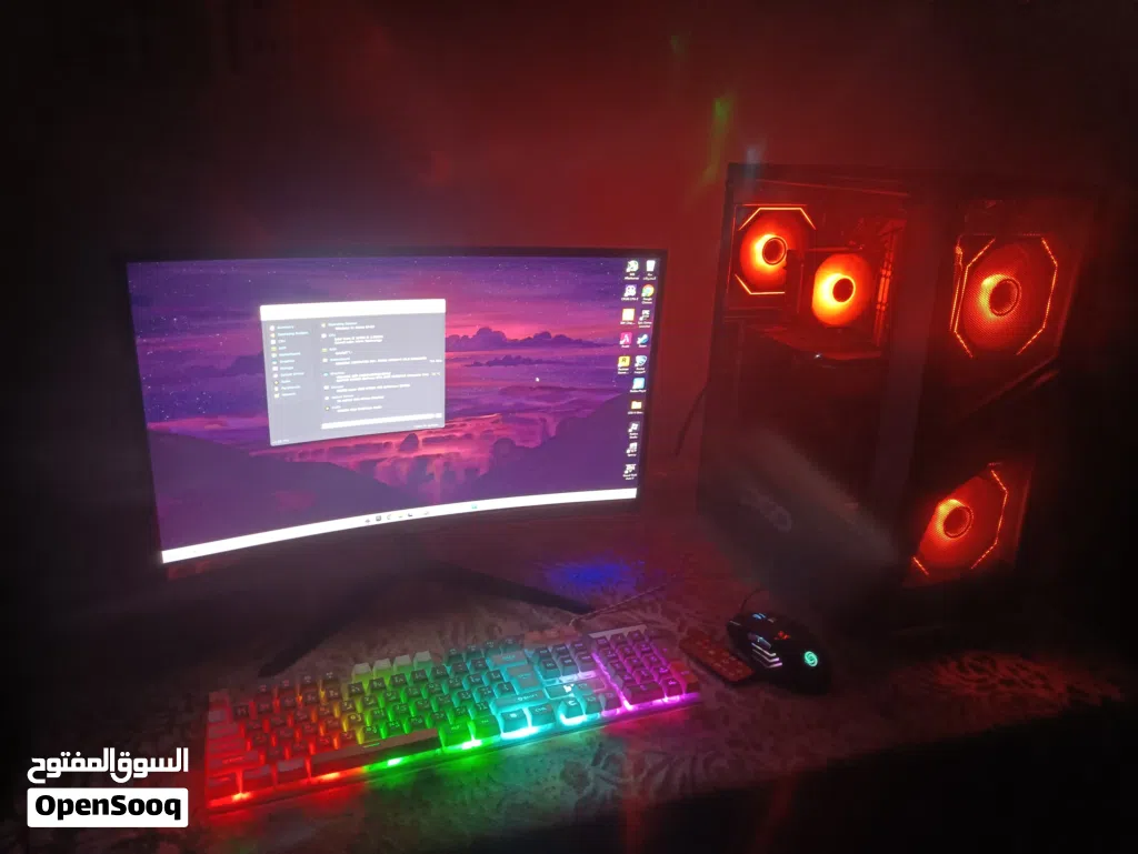 تجميعة قيمنق متكاملة PC مع شاشة وملحقاتها للبيع جاهز للعب)