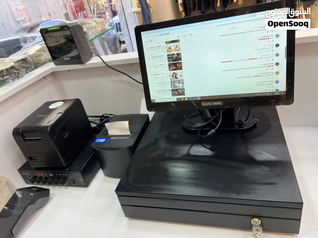 نظام مبيعات i machine متكامل مع قارئ باركود وطابعه باركود وطابعه فواتير وجرار كاش