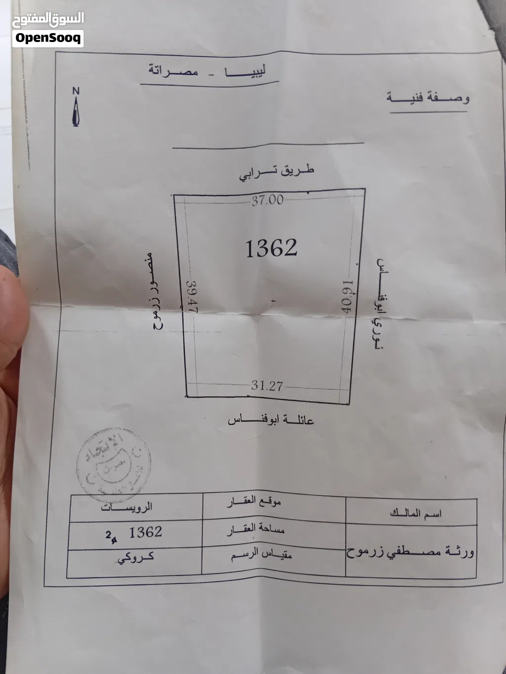 قطعة أرض للبيع في منطقة الرويصات