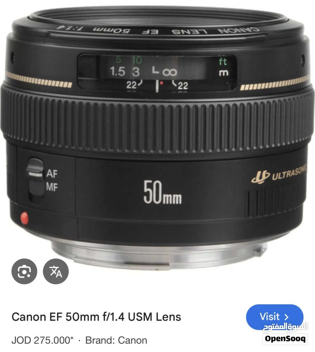 عدسة كانون 50 1.4 Canon 50 mm 1.4 usm للبيع