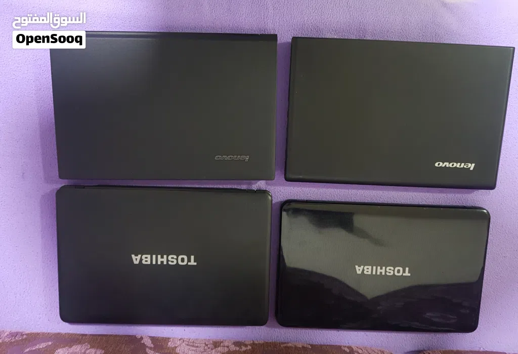 اجهزة لابتوب لينوفو CORE i5 عدد2 وتوشيبا CORE i3 عدد2 هارداتSSD 128 جيجا ورامات 4 جيجا