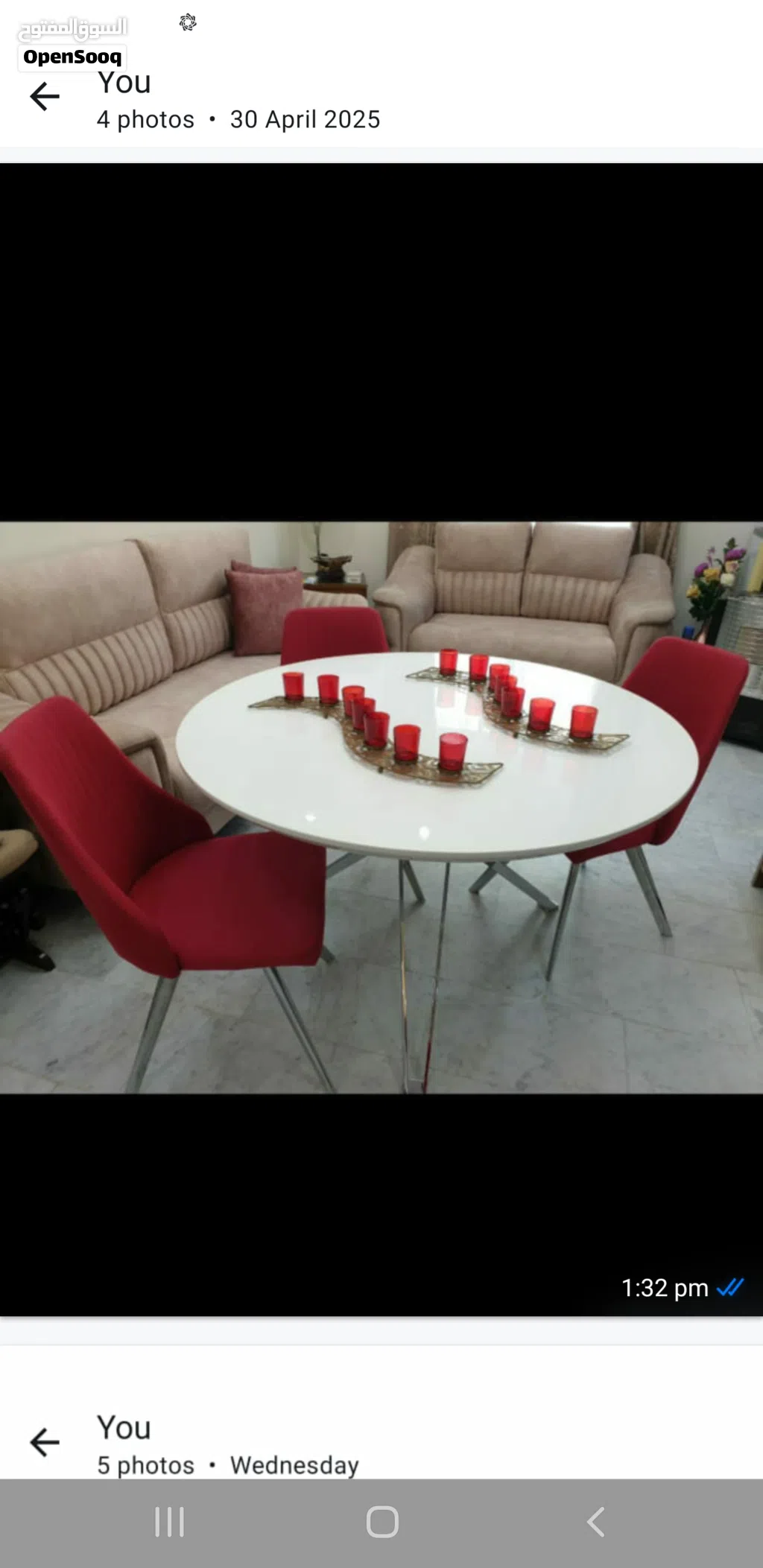 طاوله سفره دائريه غلوسي ابيض مستورده
