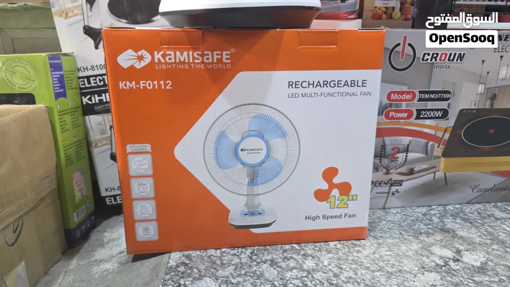 مروحة كامي سيف (KM-F0112) قابلة للشحن سرعة عالية وجودة ممتازة.