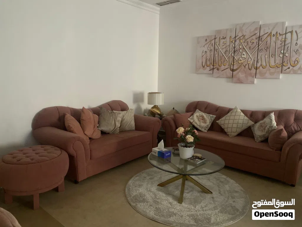 طقم كنب مخمل وردي غامق (3 قطع)