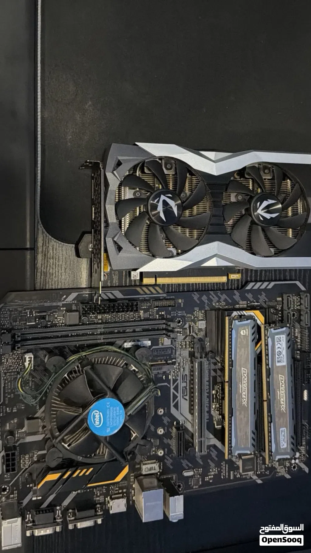 معالج i5 9400f Asus tuf H310 plus مذربورد كرت الشاشة rtx 2060 6gp رام ballistix 16gb 3000mhz