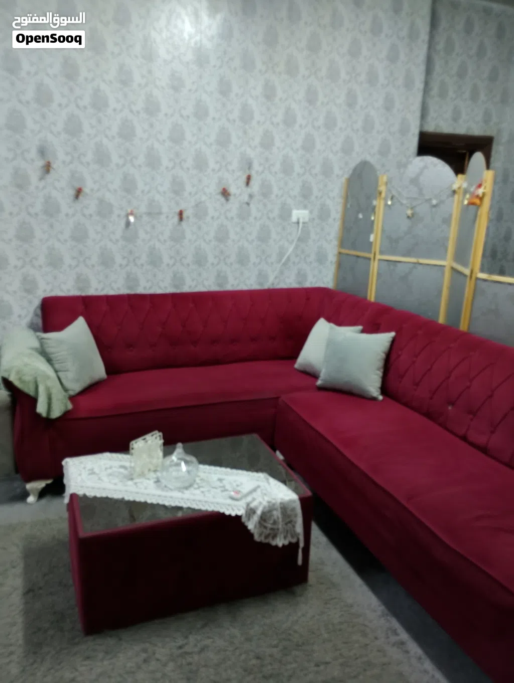 طقم كنبايات كورنر زائد طاوله سفره ثمان كراسي