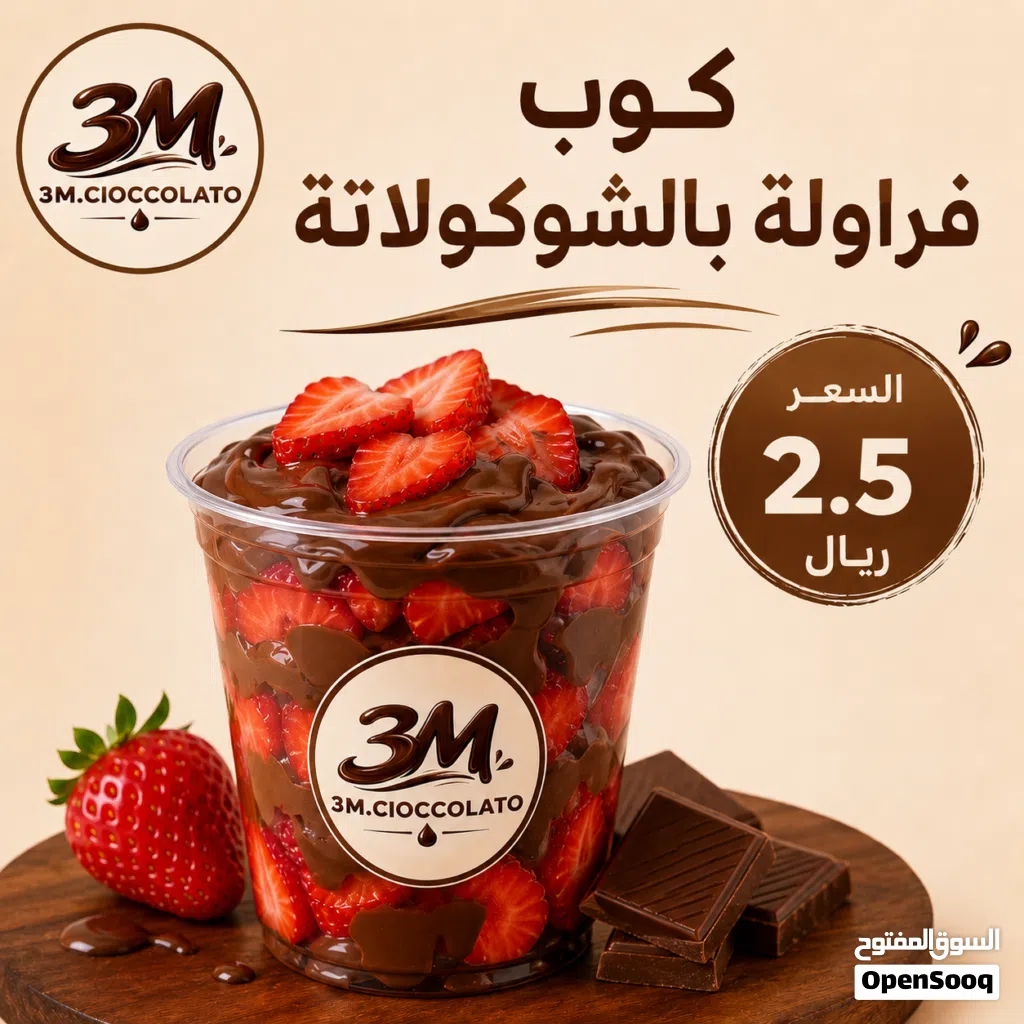 3m.cioccolato كوب فراولة بالشوكولاتة
