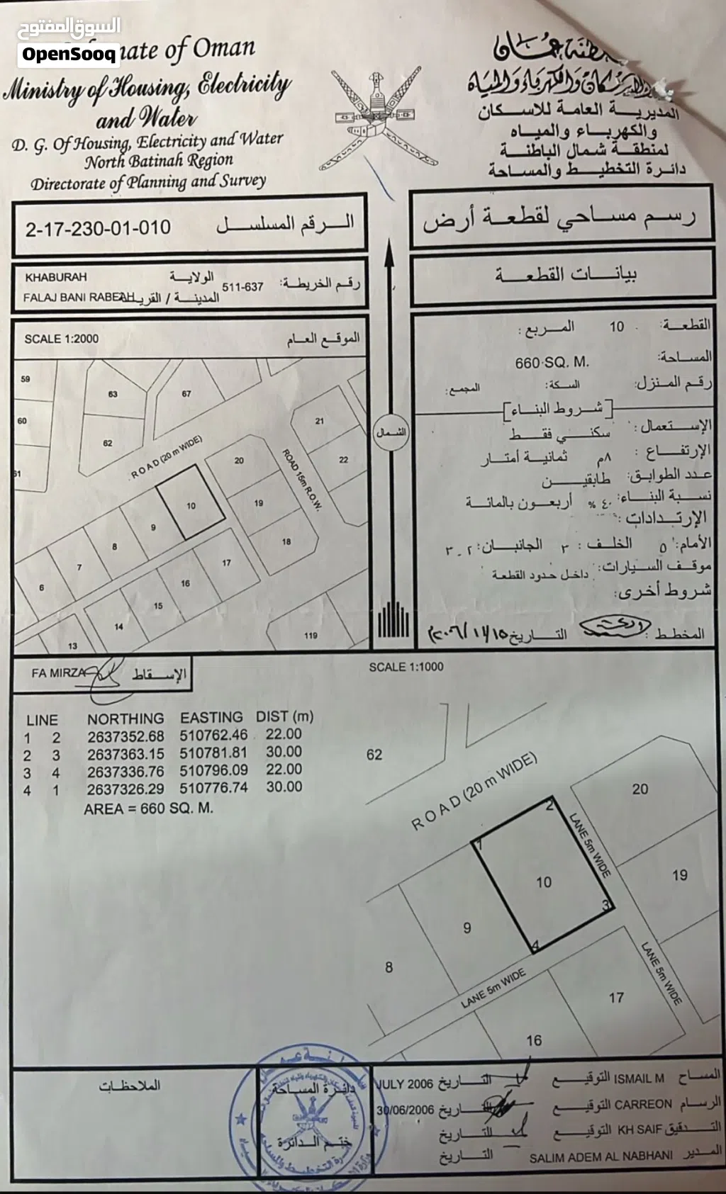 ارض سكني للبيع في ولاية الخابوره قرية فلج بني ربيعه تبعد عن شارع 100 متر مفتوح من 3 اتجاهات