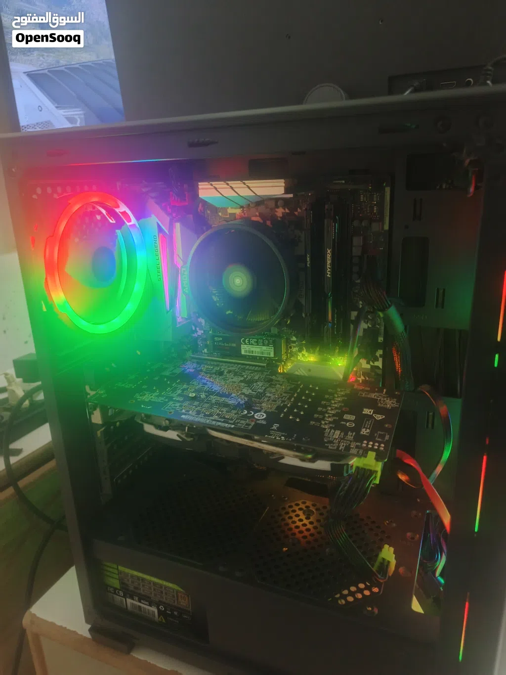 جهاز pc كمبيوتر AMDرايزن 5 3500x الجهاز ولا غلطة مع شاشة LG144h جهاز جيمنج بكل المواصفات ممتاز جدا