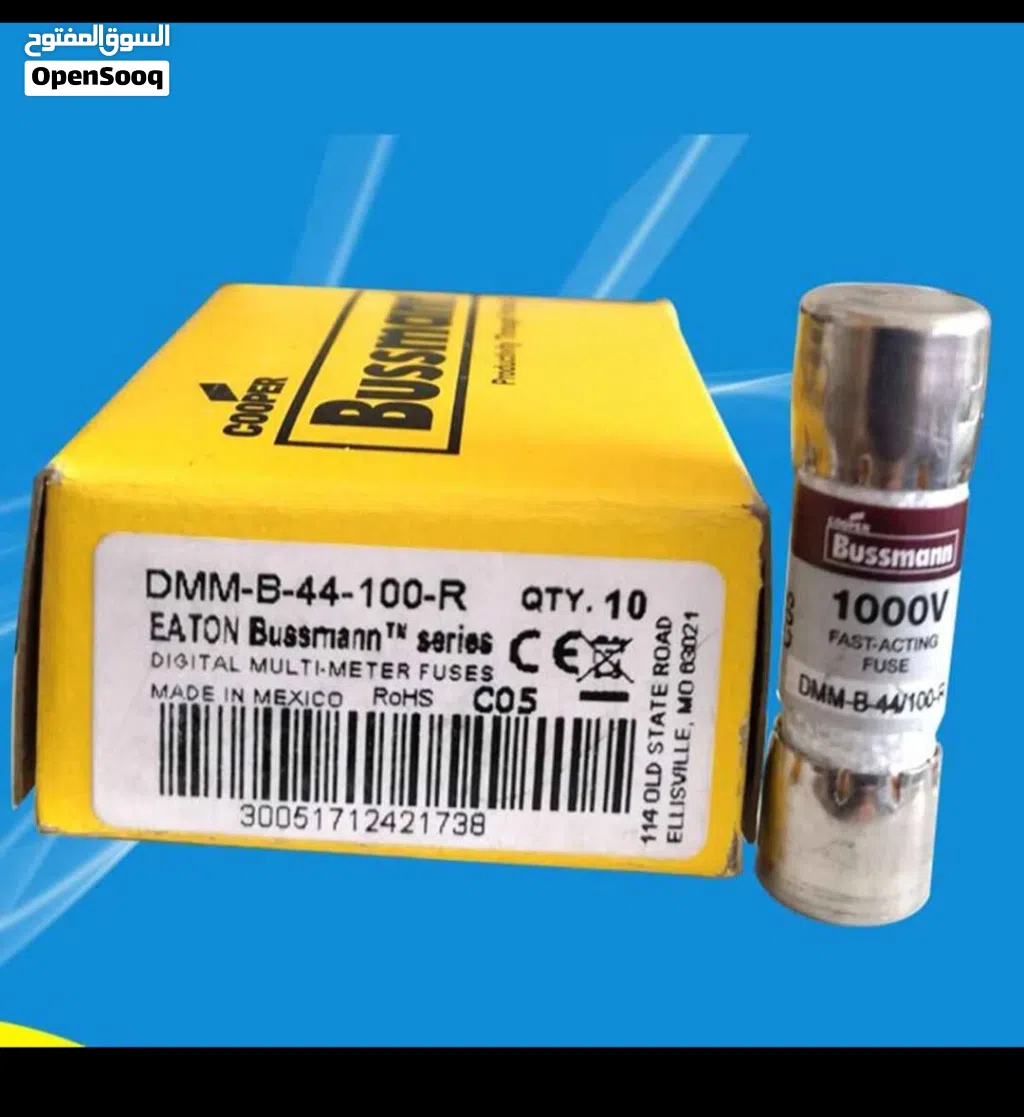 New Bussmann DMM-B-44/100-R 0.44A 1000V Fast Acting Fuse