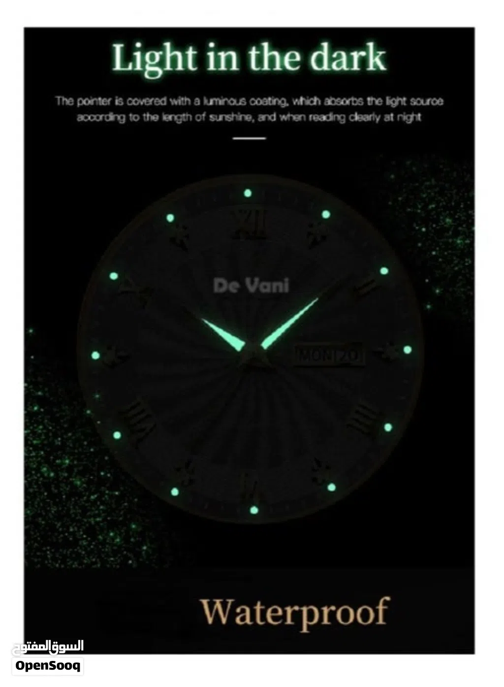 De Vani Luxury Men's Watch Waterproof Day-Date Luminous Hands