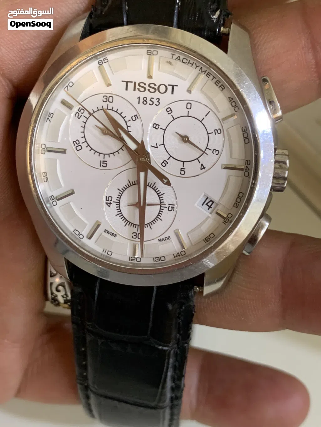 ساعة تيسوت رجالي TISSOT 1853 السويسرية الفاخرة، الموديل الكلاسيكي بمينا أبيض أنيق