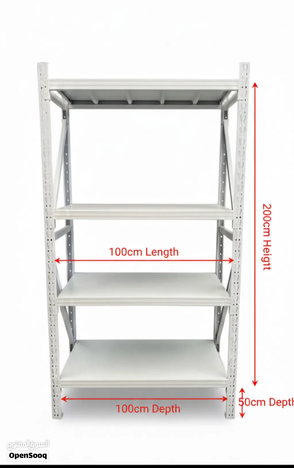 Heavy Duty Metal Storage Rack Shelves 200cm Height × 100cm Width × 50cm Depth