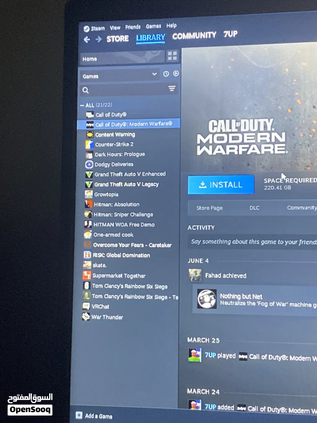 حساب ستيم فيه call of duty وا counter strike وا grand theft auto v