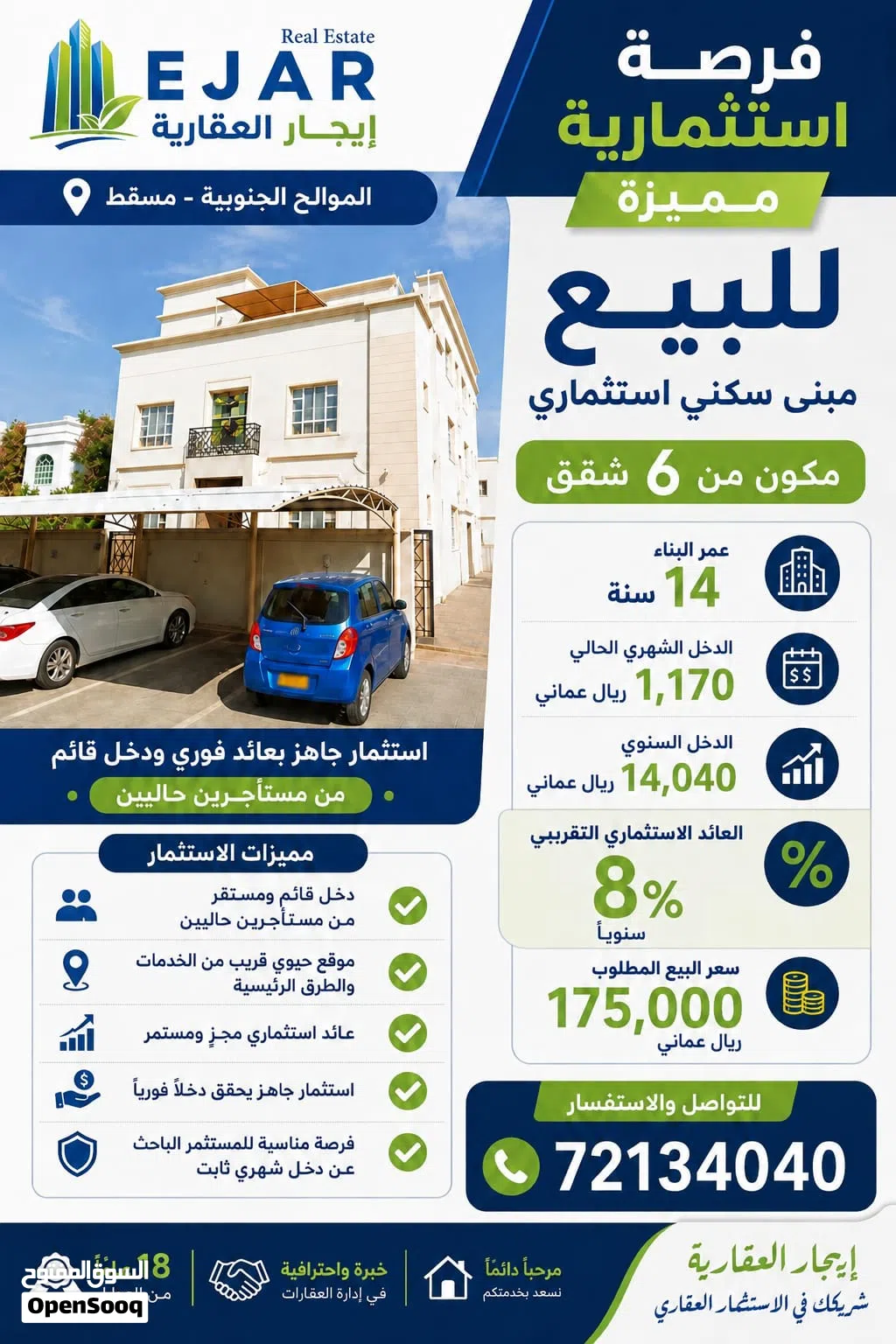 بنايه للبيع الموالح موقع مميز قريب شارع التعمير العائد 8%