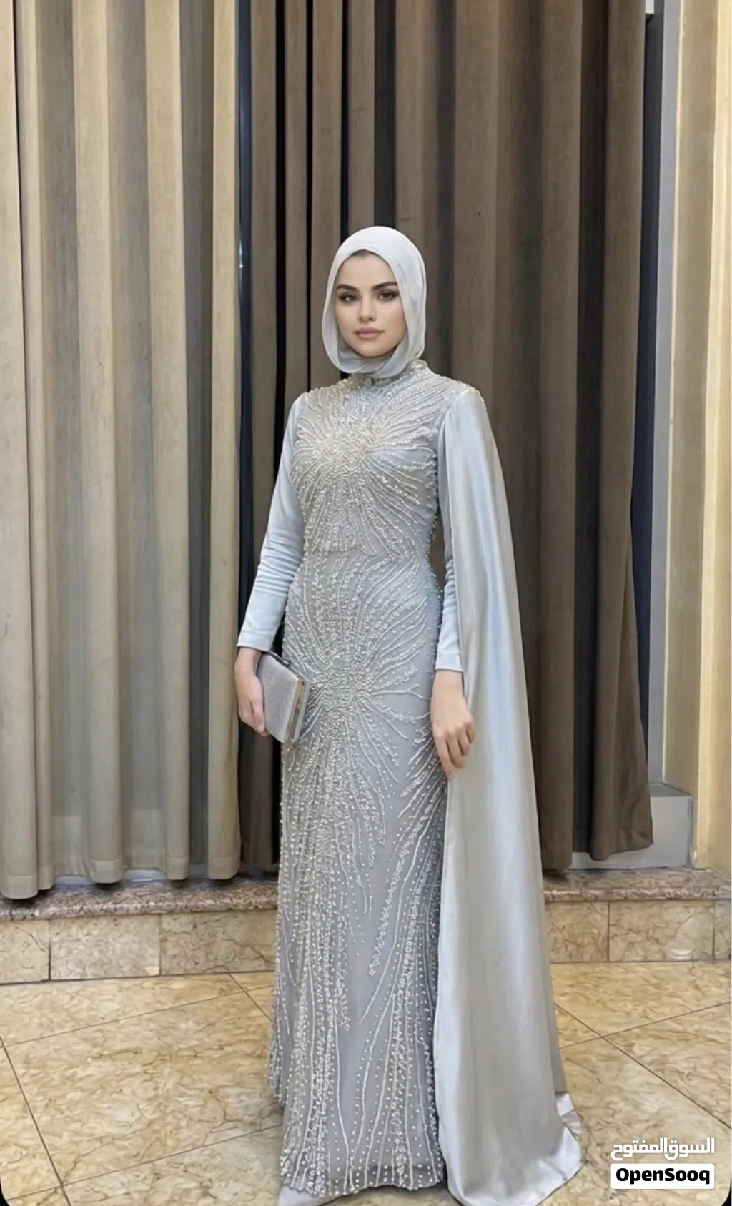 فستان شك خرز فضي