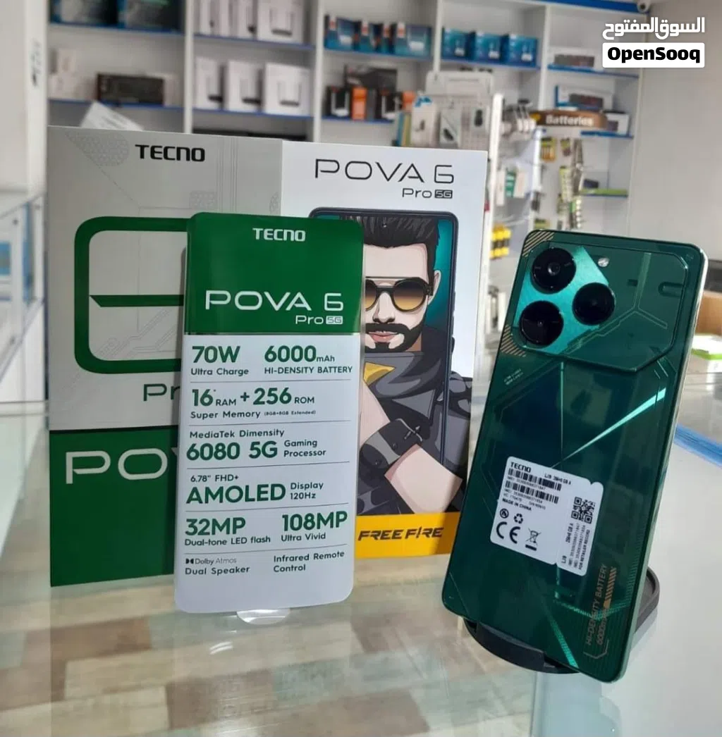 مستعمل اخو الجديد pova 6 pro 5G رام 24 جيجا 256 مكفول بالشركة متوفر توصيل