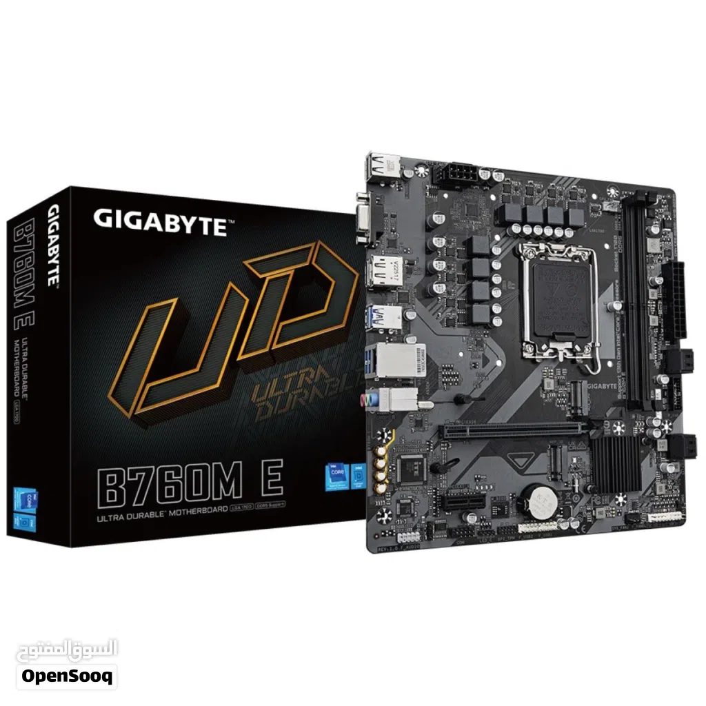 مذربورد جيجابايت لمعالجات انتل جيل 12 + 13 + 14 - GIGABYTE UD B760M-E DDR5 LGA 1700 MOTHERBOARD