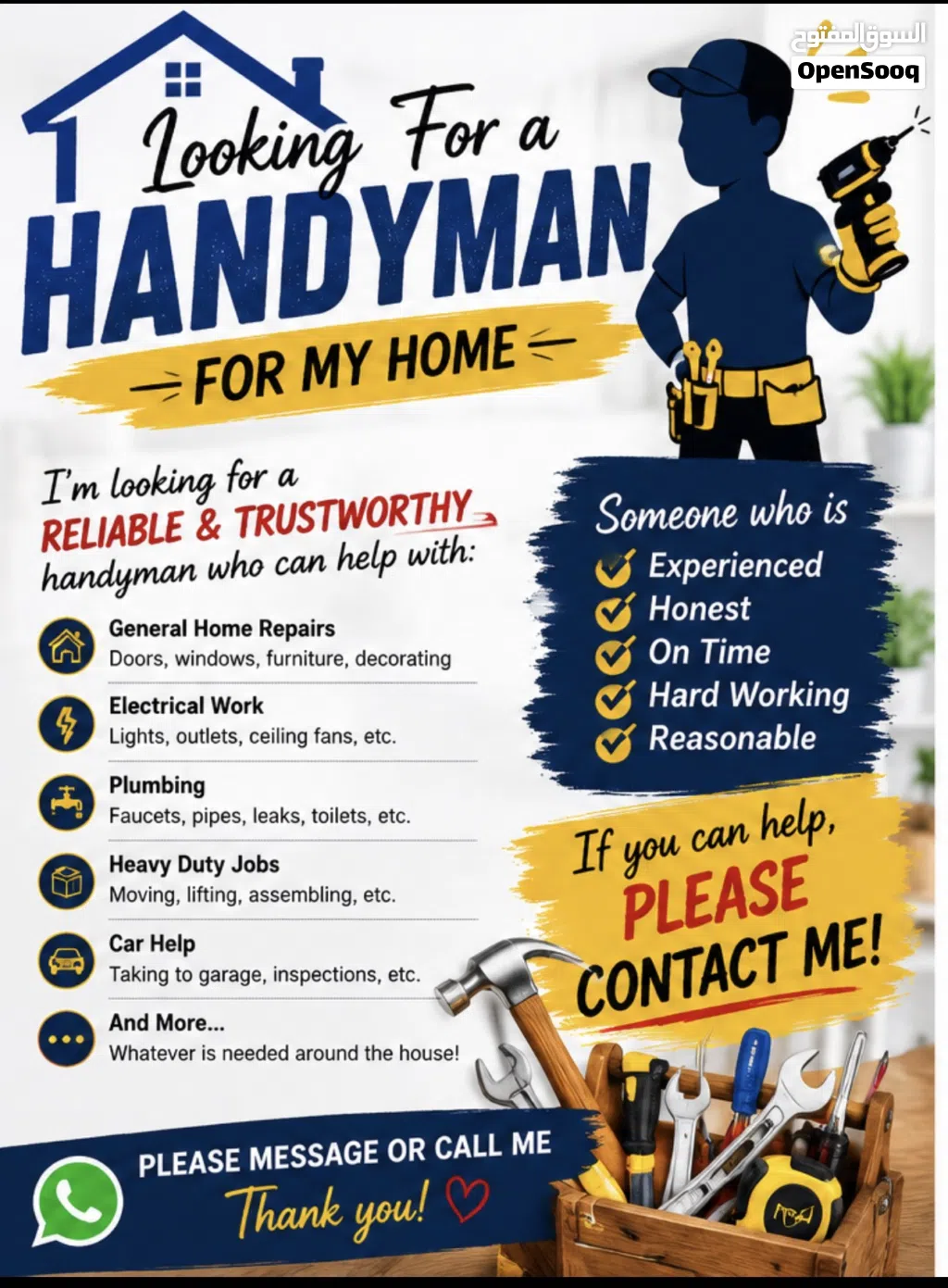 Please I need a handyman to help me around