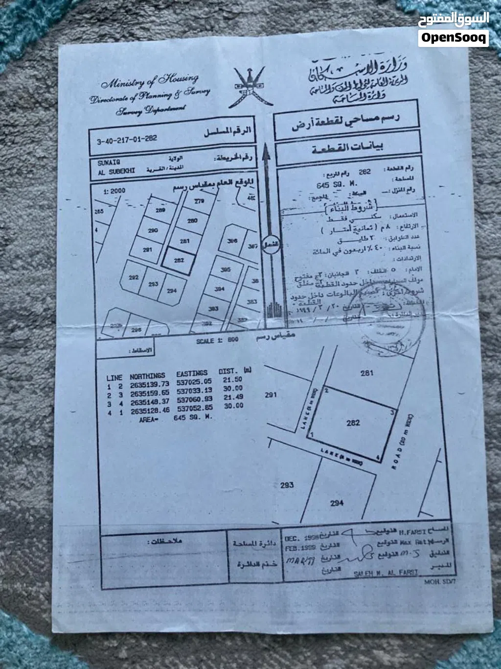 ارض سكنية للبيع في ولاية السويق