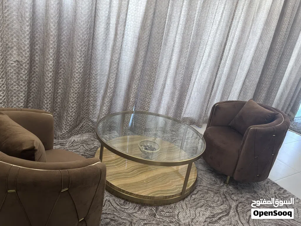 Sofa set with glass table