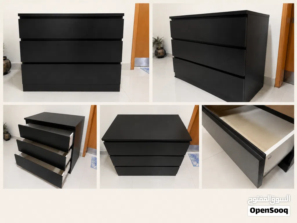 Ikea MALM N Chest/3 Drawers Black-Brown in Excellent Condition