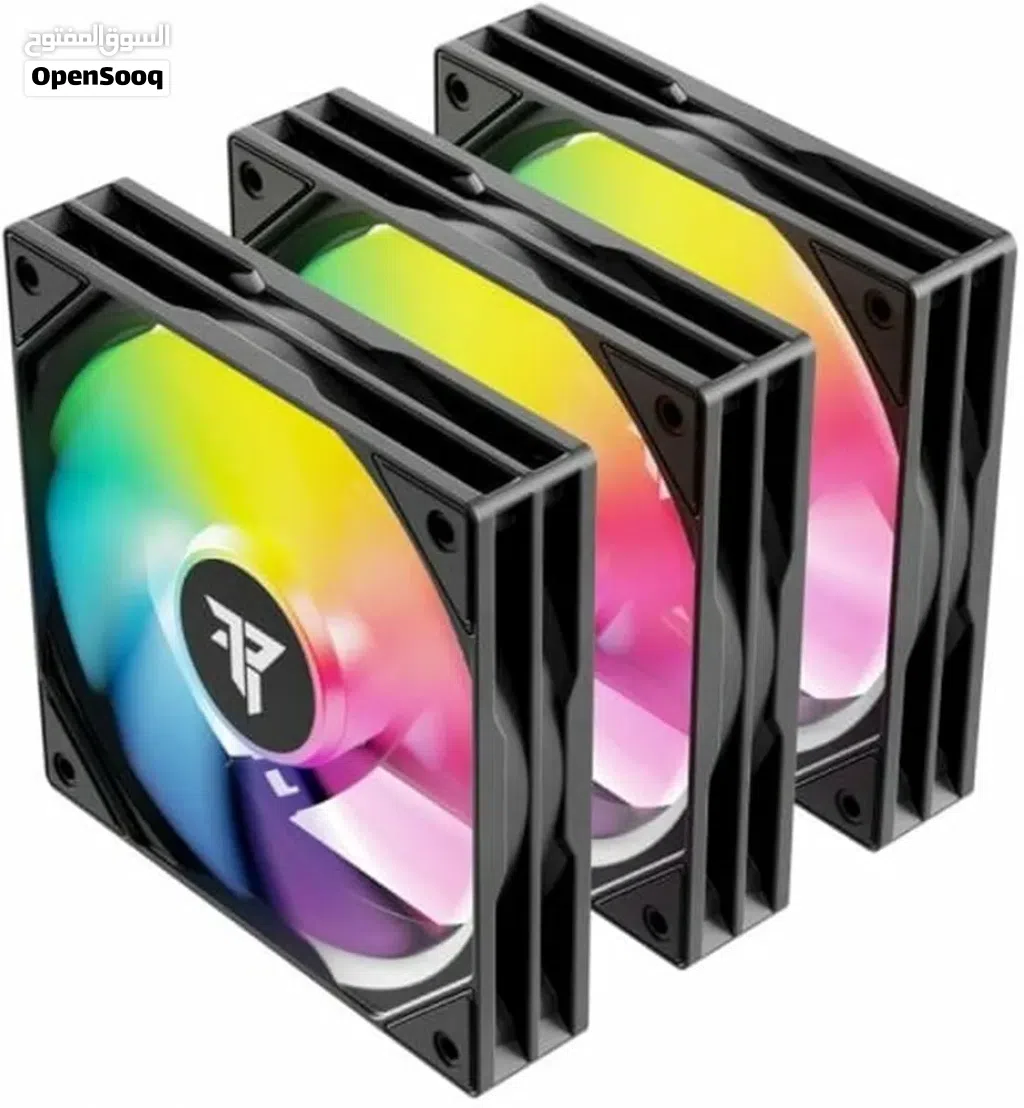مجموعة مراوح (فانات) Tempest مم120 بإضاءة ARGB سوداء وتقنية PWM، ثلاث قطع Tempest Fan 120mm ARGB X3