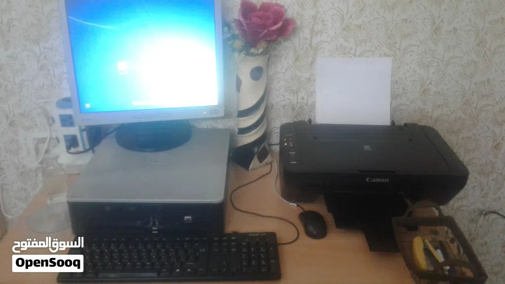 hp compac dc5800 pc and canon printer كومبيوتر اتش بي وطابعه كانون