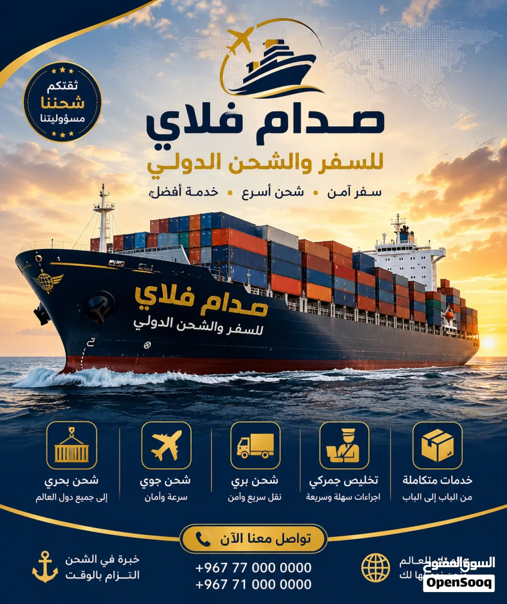 استيراد حاويات بحري وبري دولي استيراد من الصين وتركيا ومصر وعمان ودبي والسعوديه وتصدير الى العالم