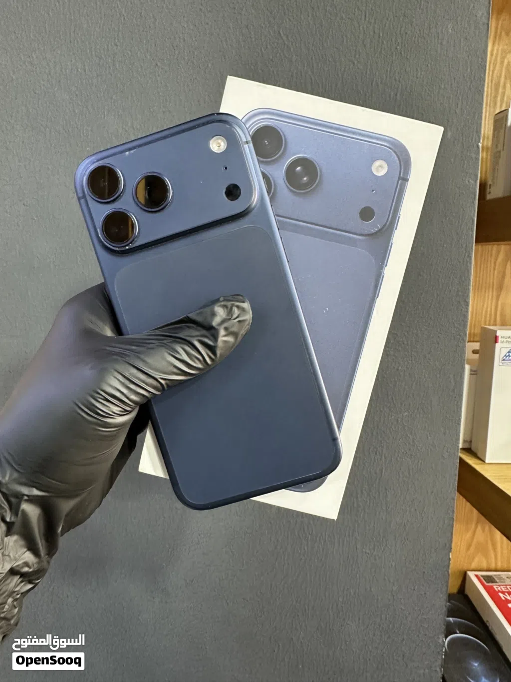 iPhone 17 pro max 256 gb blue Arabic version battery health 100% box available 9 months warranty .