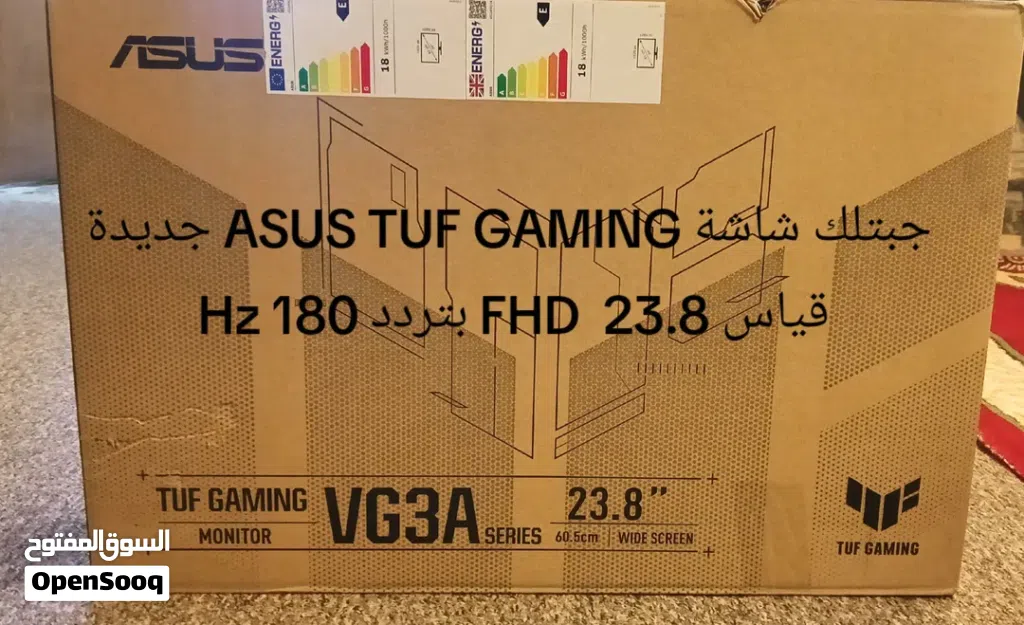 شاشة ألعاب ASUS TUF Gaming VG249Q3A بحجم 23.8 بوصة وتردد 180Hz مستخدمة 5 ايام فقط