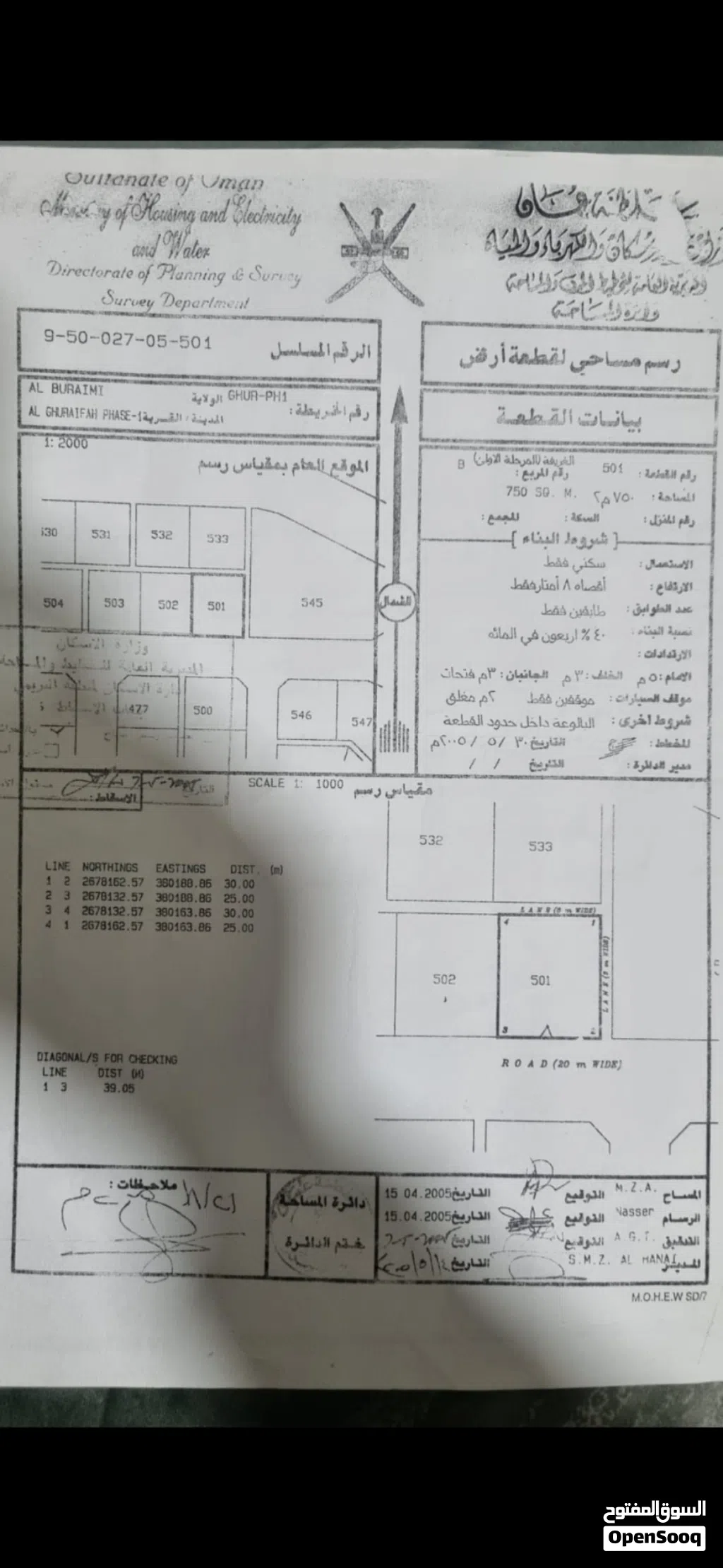 فرصة للبيع أرض في البريمي الغريفة المرحلة الأولى ل