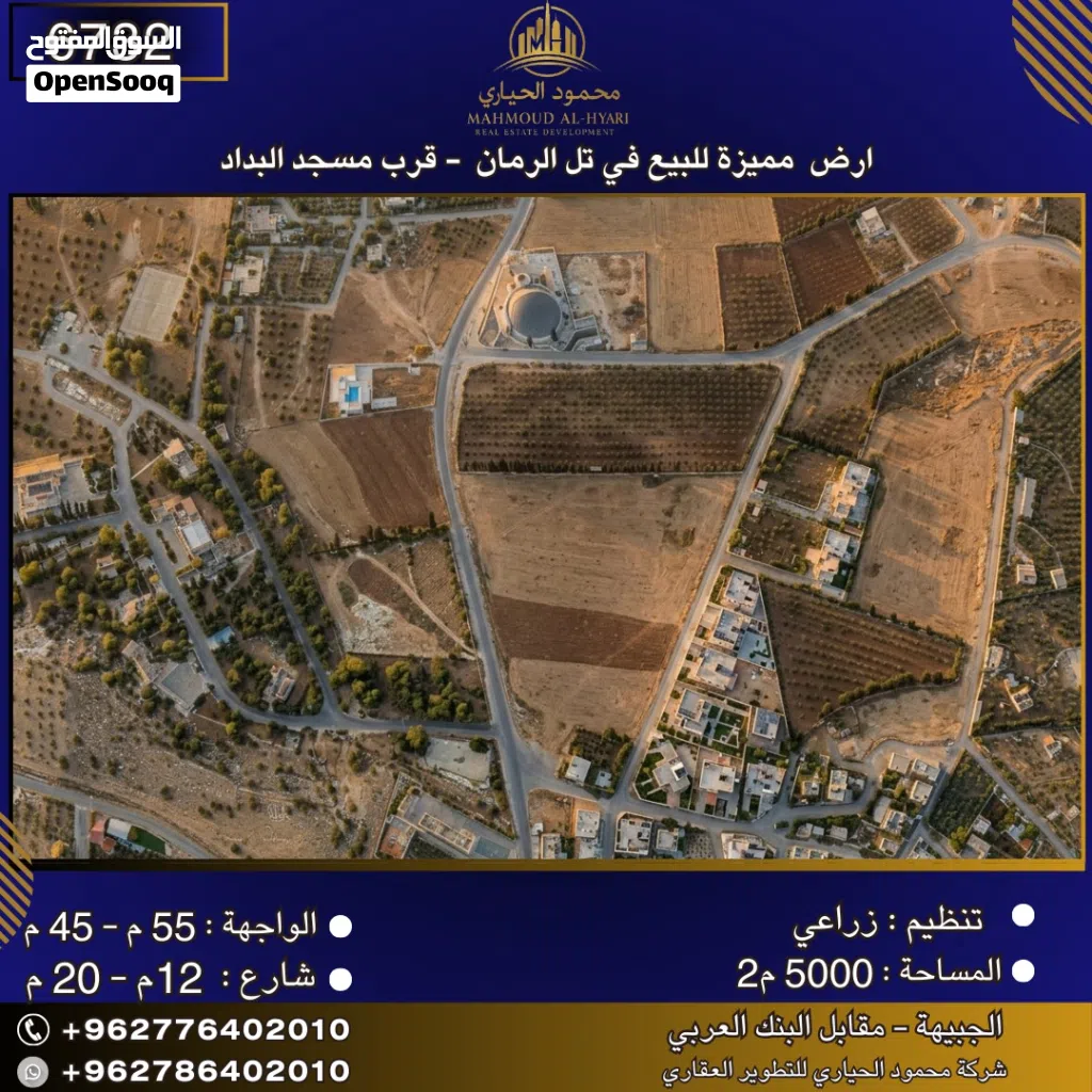 إعلان رقم (6732) أرض زراعية للبيع في تل الرمان – قرب مسجد البداد
