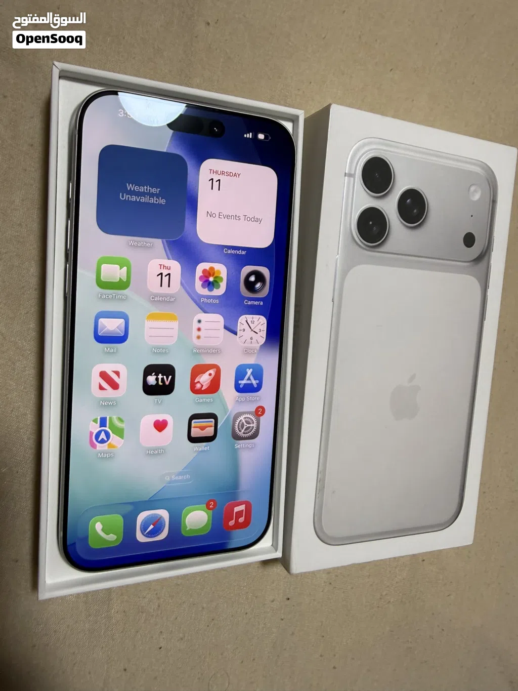 iPhone 17 pro max silverآيفون 17 برو ماكس وارد أمريكي جديد غير مشفّر 256 جيجابايت