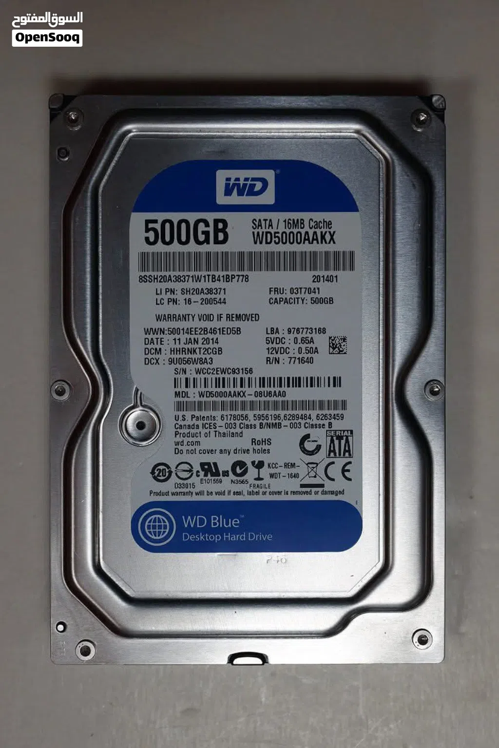 هاردسك داخلي من شركة wd 500 g السعر 150دينار