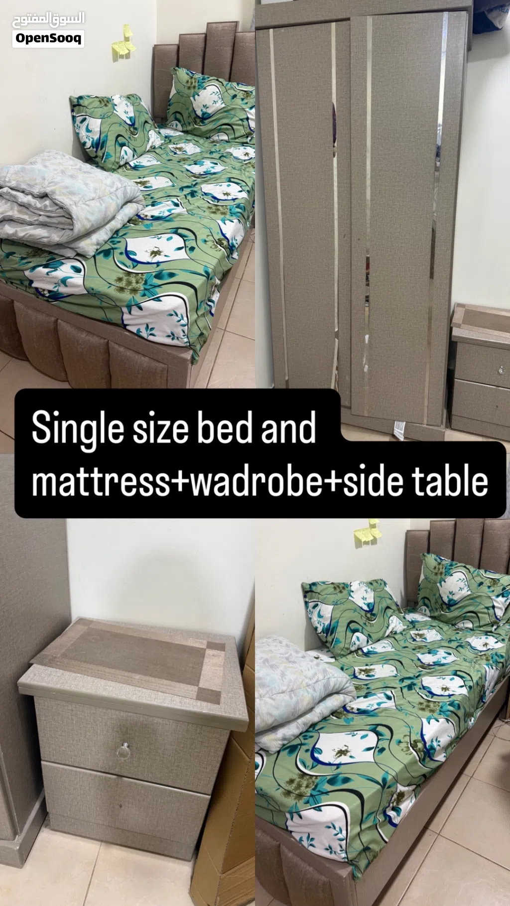 Bed with full set and wardrobe