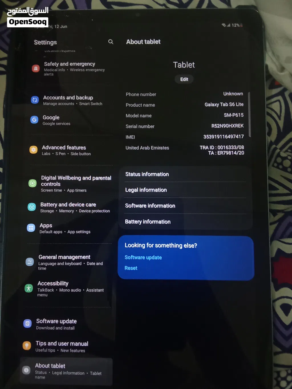 Used Samsung Galaxy Tab S6 10.4-Inch Tablet with 64GB Storage - good condition a little bit damaged