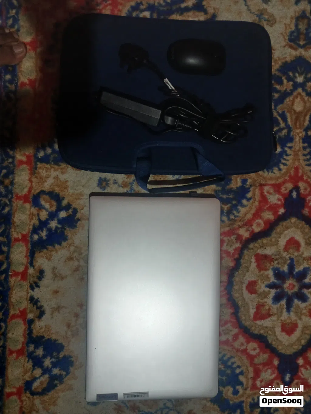 Silver LENOVO Laptop with mouse and bag