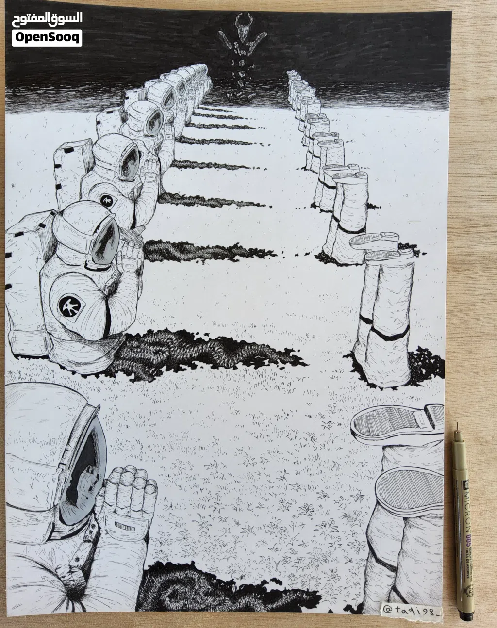 رسمتي من مانغا رجل المنشار اعرضها للبيع بسعر 59 الف تحفة فنية لوحة واحدة فقط قياس 42 ×29 cm