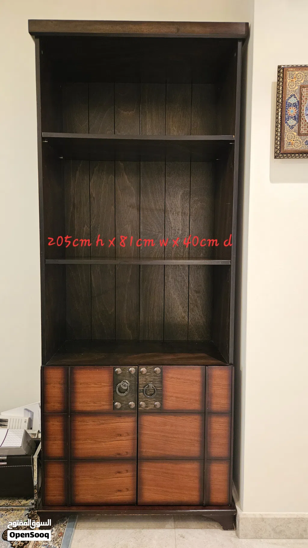 1. Solid Wood Cabinet for books ro as buffet cabinet in the dining 2. teak wood super single bed