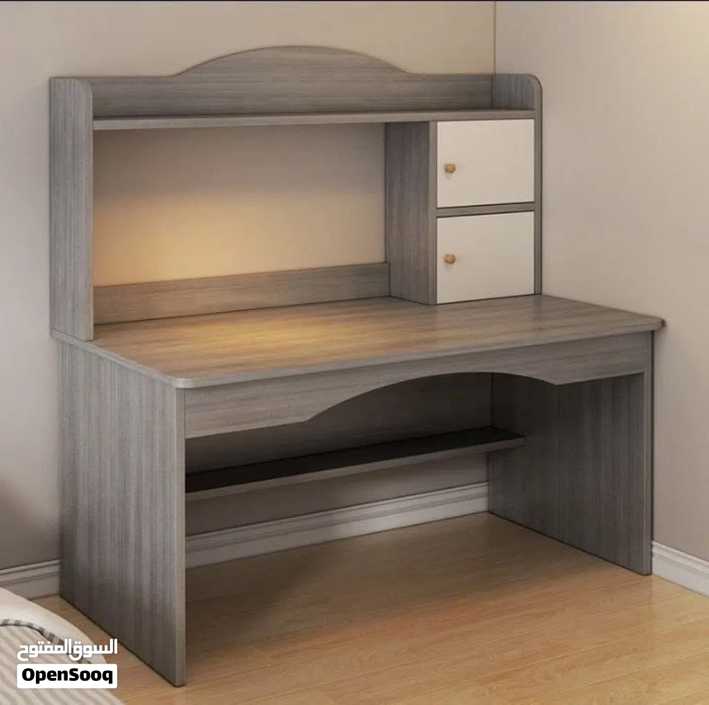 ميز مكتبي 120cm متوفر 3 الوان ( ابيض - رصاصي - بيجي ) بدون باب القياس خشب mdf