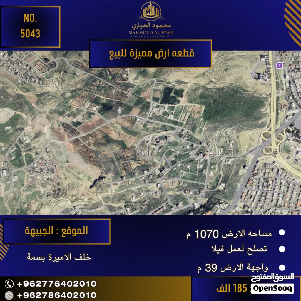 رقم الأعلان (5043) قطعة ارض للبيع في الجبيهة خلف الاميرة بسمة